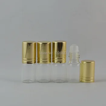 3ML Parfüümi pudeli Selge, Läbipaistev Klaas Kulla Kaas, 3CC Klaas Rulli kohta Pudel, eeterlikku Õli Viaalis, Mini Viaalis, 50tk/Palju 1