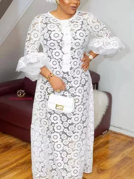Valge-Aafrika Kleidid Naistele Õõnes Välja Elegantne 2022 Uus Moslemi Mood Abayas Dashiki Rüü Seal Kaftan Kaua, Maxi Kleit Ühes Tükis 2