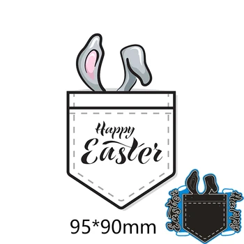 Metalli Lõikamine Sureb Happy Easter Tasku Jänku Kõrva Šabloonid DIY Paber Scrapbooking Kaardid Käsitöö Tegemine Käsitöö-Dekoratsioon 95*90m