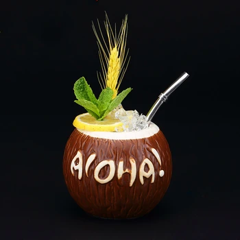 Hawaii Stiilis 3D Coco Hollywoodi Baar TIKI Kruus Käsitsi valmistatud Keraamiline Kookospähkli Koorega Kokteili Klaas Külma-juua Poest jäätist Smuuti Cup 1