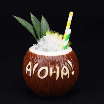 Hawaii Stiilis 3D Coco Hollywoodi Baar TIKI Kruus Käsitsi valmistatud Keraamiline Kookospähkli Koorega Kokteili Klaas Külma-juua Poest jäätist Smuuti Cup 2