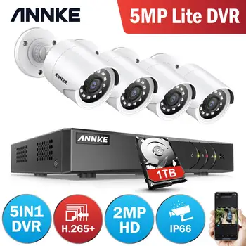 ANNKE 8CH 1080P CCTV Kaamera DVR Süsteem 4tk Veekindel 2.0 MP HD-TVI Bullet Kaamerad Kodu videovalve Komplekt, Värv Valge 1