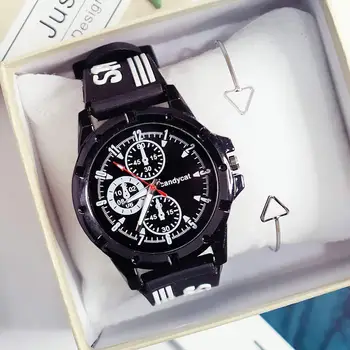Õpilane Naised Mehed Sport Quartz Watch Luksus Must-Valge Silikoon Vaata Kella Paari Vabaaja Wristatches Relojer Feminino Parejas 1