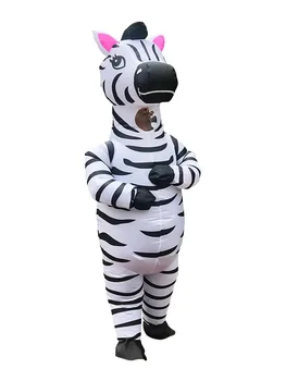 JYZCOS Zebra Kostüüm Täispuhutav kogu keha dool Täiskasvanud Looma Kostüüm Cospaly Halloween Õhkima Ülikond 1